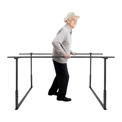 Physical Therapy Parallel Bars - 7FT/213cm Walking Assist Bars with Adjustable Height and Width, Home Gym Parallel Bars Workout Dip Stnads for Strength Training Fitness - color: Black