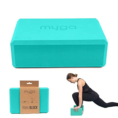 MYGA Yoga Block,Lightweight EVA Foam Yoga Brick,High Density Non-Slip Block for Yoga Poses, Pilates, Balance and Flexibility - color: Turquoise