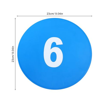 10pcs Soccer Training Discs 23cm Flat Numbered Agility Markers Non-Slip Blue Football Floor Spot Markers for Speed Drills and Field Practice