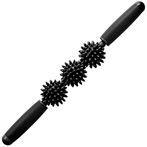 Coolife Fascia Muscle Roller - Cellulite Massager - Fascia Roller for Cellulite and Sore Muscles - Neck, Leg, Back, Body Deep Tissue Massage Stick Tools - 3 Balls Size Version - color: Black