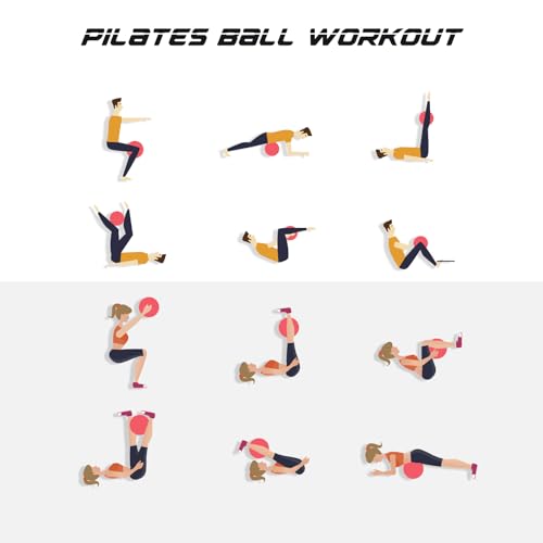 Cikyner Soft Pilates Ball, Small Exercise Ball 9 Inch Mini Gym Ball with Inflatable Straw, Suitable for Pilates, Yoga, Full Body Training, Physical Therapy and Balance improving at Home, Gym & Office - color: Red