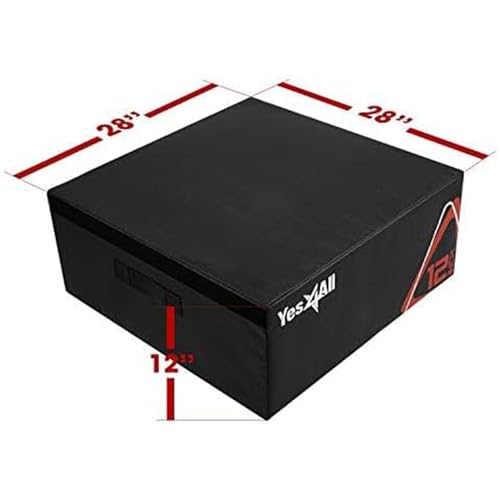 Yes4All Adjustable Soft Plyo Box, Jumping Trainer - For Plyometric Exercises and Conditioning, Multiple Height Variations - color: E. Black - 12"