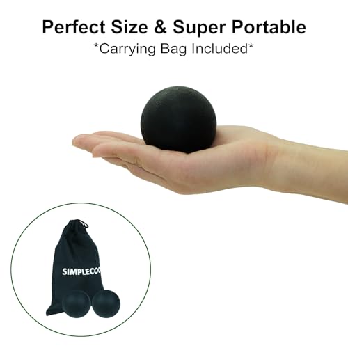 SIMPLECOOL Hard Massage Ball Lacrosse Ball Size Fascia Balls, 2 Pack, Black - color: Black