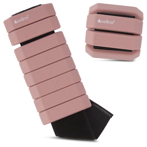 Weighted Bangles – Adjustable Ankle and Wrist Weights for Women & Men – Set of Ankle Weights 2 lbs (1 lb Each Wrist Weight) | Weighted Arm Bands for Pilates, Yoga, Running & Walking - color: Dusty Rose