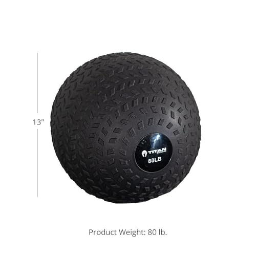 Titan Fitness Rubber Tread Slam Ball, Dead Bounce, Weight Workout - Throw, Catch, Slam, Twist