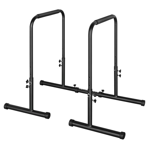 Dip Station Strength Training Dip Stands Station with Connecting Rod and Padded Handles for Home Gym & Fitness Training - color: Black-350lbs
