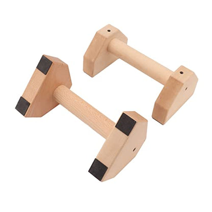 2pcs Wooden Push Up Handles, Anti - Slip Beech Wood Pushup Bars with Silicone Pads, Joint - Friendly Parallettes for Calisthenics Handstands Home Gym Use
