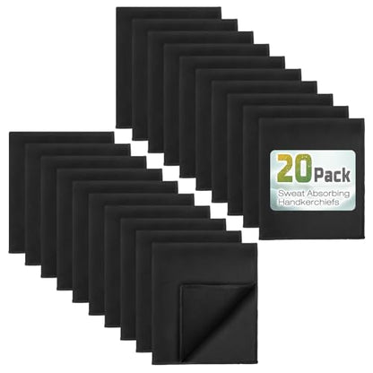 20 Pack 12"x10" Microfiber Sweat Absorbing Handkerchiefs for Men, Quick-Dry Sweat Rags Towels for Face, Neck, Gym