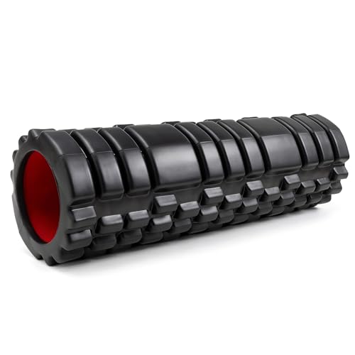 Foam Roller for Deep Tissue Massager, 18" Trigger Point Foam Roller, Patented Exercise Roller for Muscle Recovery, Physical Therapy, Improves Mobility, Fitness, Yoga and Pilates (Black)