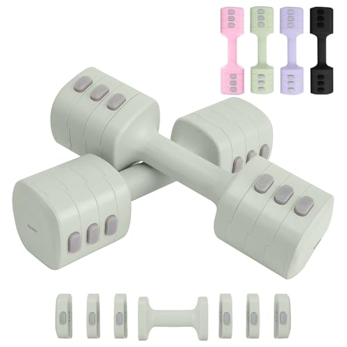 kisnbld Adjustable Dumbbell Set of 2, 4 in 1 Free Weights Dumbbells Set for Women with Fast Adjustment, Each 2lb 3lb 4lb 5lb Hand Weights Set for Home Gym & Outdoor Exercise Training - color: Green, style: Pair