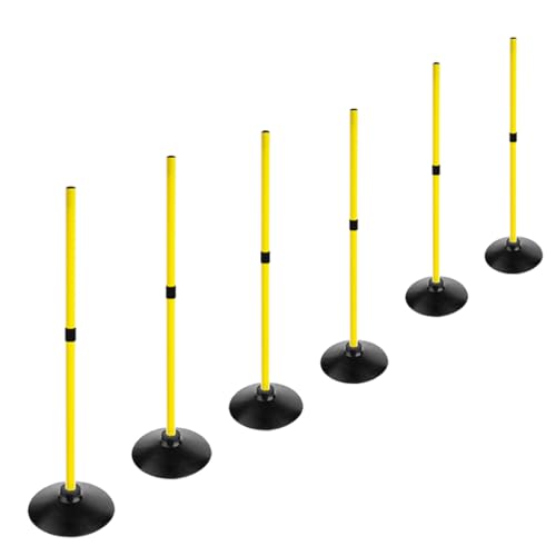 TNZMART 3.3FT Training Agility Poles Detachable Soccer Training Sticks Multi-Purpose Slalom Boundary Poles with Rubber Bases - color: Yellow