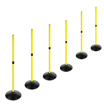 TNZMART 3.3FT Training Agility Poles Detachable Soccer Training Sticks Multi-Purpose Slalom Boundary Poles with Rubber Bases - color: Yellow