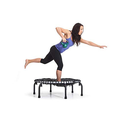 JumpSport 370 PRO Indoor Lightweight Heavy Duty 39-Inch Heavy Duty Fitness Trampoline with Handle Bar Accessory and Adjustable Tension Bungees, Black