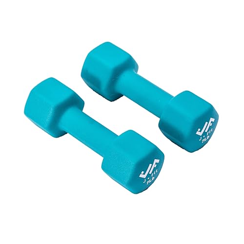 JFIT Dumbbell Pairs or Sets – Neoprene & Vinyl Coated Hand Weights for Home Gym, Strength Training, Aerobics, Cardio Exercise and Fitness - size: 7 lbs (Pair), style: Dumbbell Pair