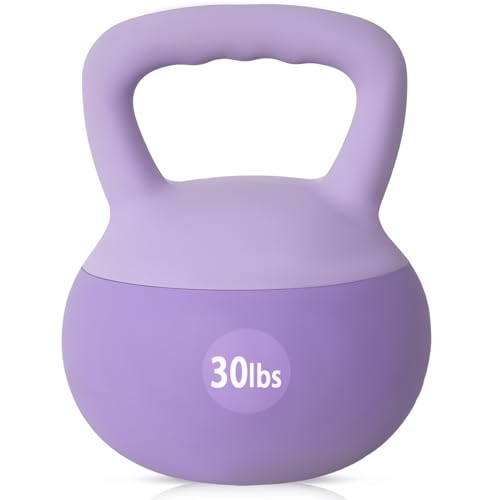 DlandHome Kettlebell Weights Strength Training Kettlebell-Great for Full Body Workout and Strength Training,Easy Grip Handle,PVC Filled with Iron Sand - color: Purple-30lbs