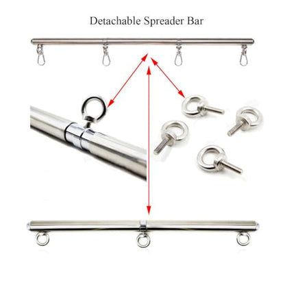 Adjustable Pilates Bar - Stainless Steel Portable Home Gym Equipment, 3 Detachable Sections 25-Inch for Yoga Strength Training (Silver B)
