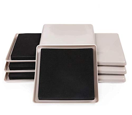 Ezprotekt Furniture Sliders for Carpet, 8 Pack 5" Furniture Movers Sliders, Heavy Duty Reusable Carpet Sliders, Furniture Glides for Sofa Bed Couch Fridge, Move Your Item Easy & Safely (Beige) - color: Beige, size: 5" x 5"