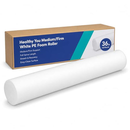 Firm White PE Foam Roller (36" Full Round) - size: 36" Full Round