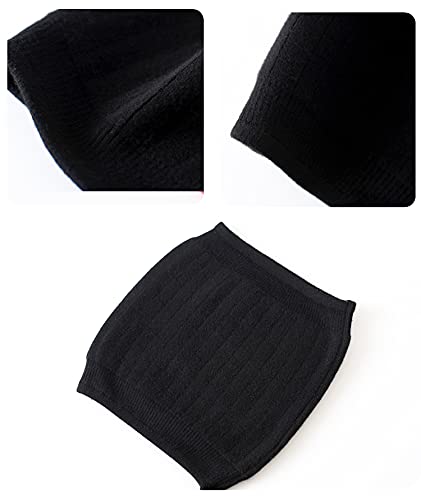 Thermal Cashmere Knit Lumbar Warmer Lower Back Support Belt Brace Stomach Kidney Warmer Abdominal Binder Belly Wrap - color: Black, size: L suggest 60-75KG
