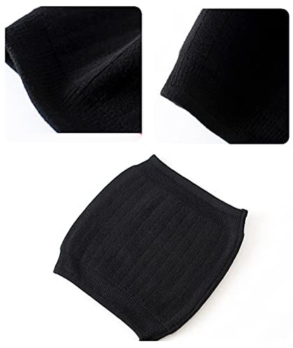 Thermal Cashmere Knit Lumbar Warmer Lower Back Support Belt Brace Stomach Kidney Warmer Abdominal Binder Belly Wrap - color: Black, size: L suggest 60-75KG