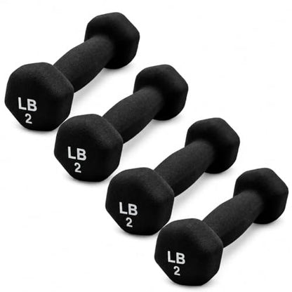Neoprene Hexagon Dumbbells with Cast Ergo Handle (1 to 15lbs Pack of 1, 2, 4) | Durable Anti-Slip Exercise & Fitness Strength Training Free Weights for Home Gym | Black | For Men & Women