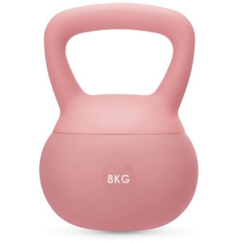 4kg Soft Kettlebell for Women, Non-Slip PVC Coated Home Fitness Weight for Pilates, Strength Training & Full-Body Workouts (Pink) - color: Rose, size: 8 kg