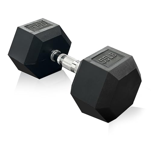 Rubber Hex Dumbbell, Multiple Weight Options 15-550 lbs - color: 55LB