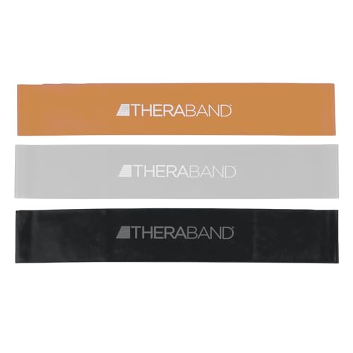 THERABAND Resistance Band Loop Set of 3, Exercise, 18", Black/Silver/Gold - color: Black/Silver/Gold, size: 18 inch