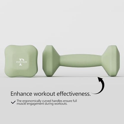 Portzon SafeGrip Dumbbells: Ergonomic, Neoprene-Coated with Anti-Slip Handles, Perfect for Home Workouts and Personal Training, Set of Two.