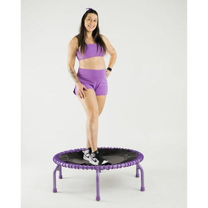 JumpSport 350 PRO 39 Inch Fitness Trampoline Indoor Rebounder Cardio Workout Equipment 300 lb Capacity - color: Black, Purple