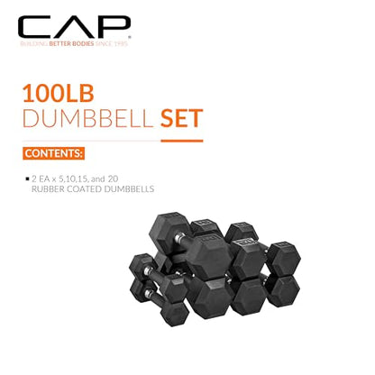 CAP Barbell Coated Dumbbell Set | 100lbs and 150lbs | Multiple Options