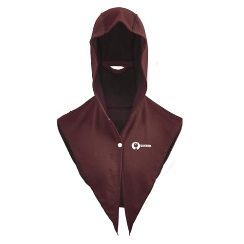 Sukeen Cooling Hoodie Towel, Instant Cooling Towels for Neck and Face, UPF 50 Sun Protection Ponytail Cooling Neck Wraps, Quick Drying Cool Towels for Sports, Gym, Hiking, Camping, Workout, Brown Red - color: Brown Red