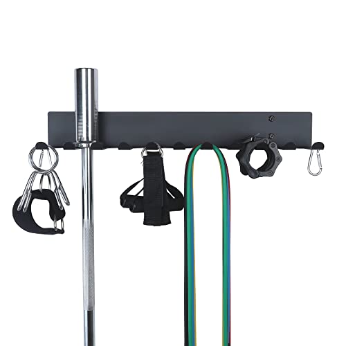 Gym Storage Rack Resistance Band Rack Wall Mount Barbell Rack Heavy Duty Home Gym Storage Rack for Gym Equipment, Exercise Bands, Lifting Belts and Jump Ropes, Gym Accessories
