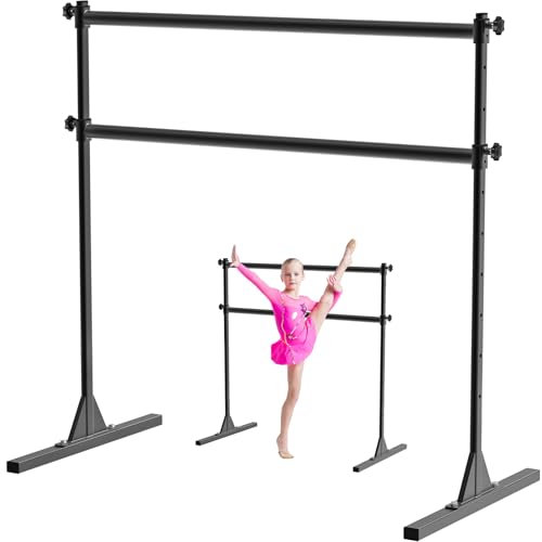 4FT/5FT/6FT Height Adjustable Freestanding Ballet Barre with Fabric Sleeve Portable Double Ballet Bar 350 lbs Capacity Heavy Duty Dance Barre for Home Workout, Stretch - color: 4FT Ballet Barre Only