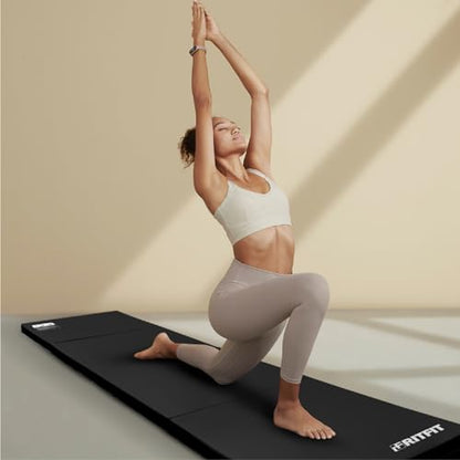 RitFit Upgraded Folding Exercise Mat, 2 Inch Thick Gymnastics Mat - color: Black(2' x 8')