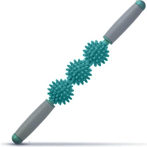 Fascia Muscle Roller, Cellulite Massager Fascia Roller for Cellulite and Sore Muscles, Leg, Back, Pressure Trigger Point Body Roller Deep Tissue Massage Stick Tools, 3 Massage Balls, Dark Green - color: Deep Green