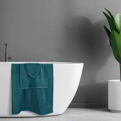 MALLONI HOME Ultra Soft 3 Pack Cotton Towel Set, Contains a Bath Towels 28x55 inch, a Hand Towels 16x24 inch & a Wash Coths 12x12 inch, Ideal Everyday use, Compact & Lightweight - Teal - color: Teal, size: 3 Pack Set