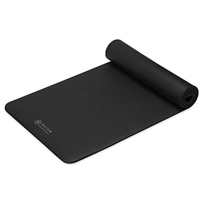 Gaiam Yoga Mat, Pilates & Exercise Mat, Thick Mat 2/5" (10mm) Workout Mat with Easy-Cinch Carrying Strap for Home & Gym Workouts - color: Black