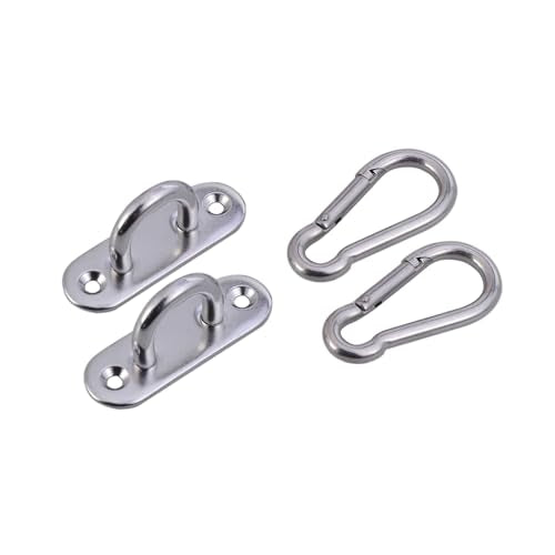 2Pcs Silver Stainless Steel Ceiling Wall Mount Brackets for Suspension Trainers with Hooks Heavy Duty Anchor Mounts for Hammock Installation and Home Gym Wall Anchors Supports Up