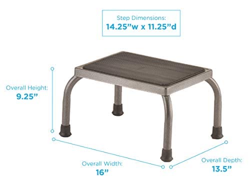 NOVA Step Stool with Steel Base, 300 lb Capacity – Non-Slip Rubber Platform & Skid-Resistant Feet, Lightweight 4.5 lb, Assembled, Durable Gunmetal Gray, Rust-Proof Hammertone Finish - style: Standard