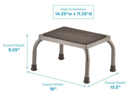 NOVA Step Stool with Steel Base, 300 lb Capacity – Non-Slip Rubber Platform & Skid-Resistant Feet, Lightweight 4.5 lb, Assembled, Durable Gunmetal Gray, Rust-Proof Hammertone Finish - style: Standard