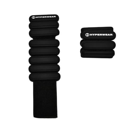 Hyperwear Stylish Wrist & Ankle Weights – 1 lb Each (2 lb Set), Adjustable Soft Weights for Walking, Running, Pilates, Barre & Dance - color: Black Gloss