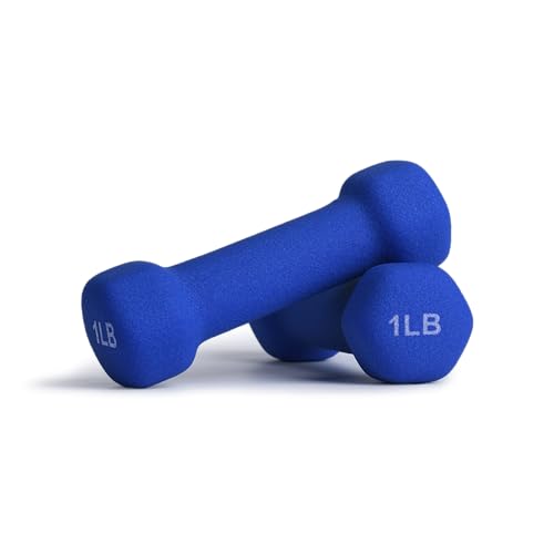 Portzon Dumbbells Neoprene with Non Slip Grip weight for Total Body Workout Exercise and Muscle Toning Compatible with of 2 Set,1-15 LB, Anti-Slip, Anti-roll, Hex Shape - color: Cobalt Blue, size: 01-Pound,Pair