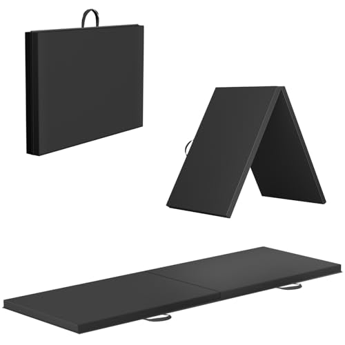 Gymnastics Tumbling Mat Portable Gymnastics Mat Foldable Tumbling Mat 2ft W 6ft L/4ft W 6ft L/4ft W 8ft L/4ft W 10ft Exercise Mat Yoga Mat with Carrying Handles for Yoga Gymnastics