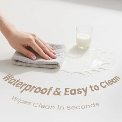 Huloo Sleep Baby Play Mat 50x50 Inches, 1.3" Thick Padded Waterproof Floor Cushion & Playpen Mat with Vegan Leather, Non-Slip & Non-Toxic Nursery Rug for Infants, Toddlers & Kids(Cream)