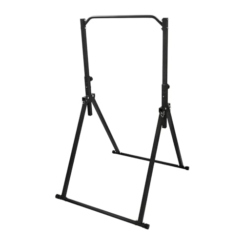 Foldable Pull Up Bar, Power Tower Workout Dip Station, Adjustable Height Home Pull Up Bar, Multifunction Fitness Tower Station Training Equipment, for Home Gym Strength Train 440LBS