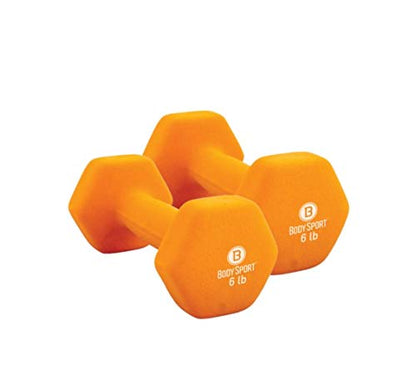 Body Sport Neoprene Dumbbell Weight - Latex-Free, Strength Training Equipment for Home Fitness & Gym Workouts - color: 6 Pound