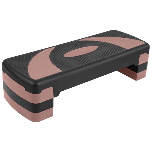 Fitvids Step Aerobic Platform, 31" Exercise Step with 3 levels Adjustable Height, 4 Stackable Risers, Fitness Training Workout Stepper for Home Gym, Cardio Strength, Black & Pink