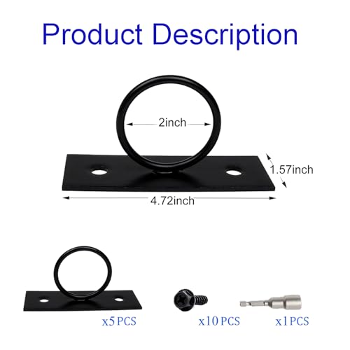 5PCS 2inch Rope Fence Bracket Holders, Ring Rope Support Battle Rope Anchor Decorative Rope Holder for Rope Fences, Stair Railings, Wall Hooks, Ceiling Hooks