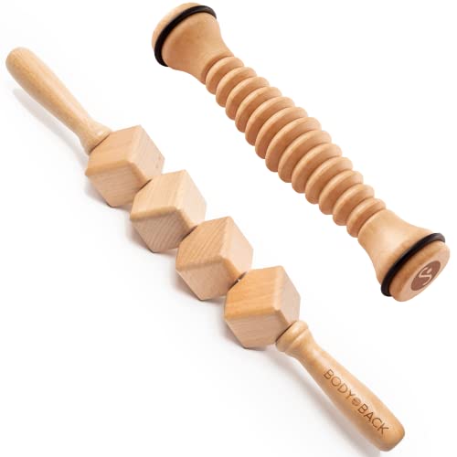 Body Back Foot and Body Roller Bundle - Wooden Foot Massager and Body Roller for Plantar Fasciitis, Cellulite Reduction, and Stress Relief - style: Bundle